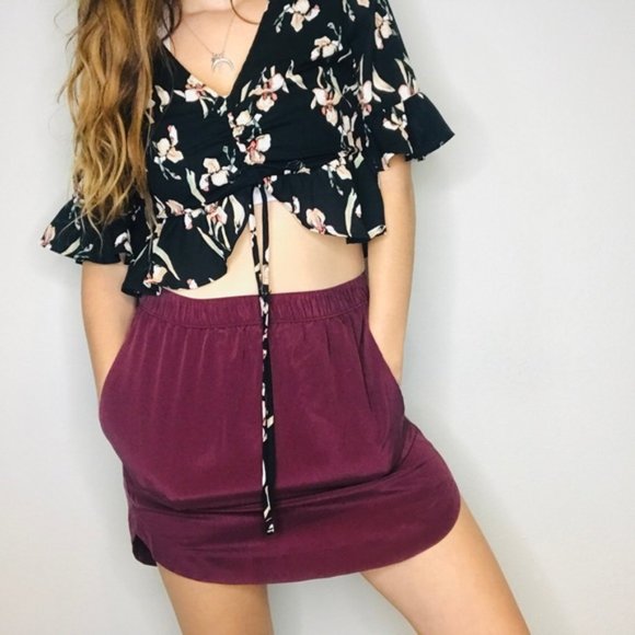 NWT Madewell maroon pocket mini skirt - Picture 7 of 8